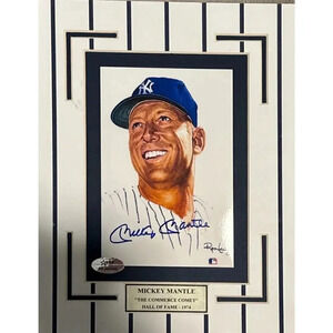 Mickey Mantle autographed Yankees matted